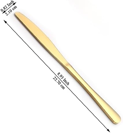 Gold Dinner Knives Set of 12 Pieces, Stainless Steel Titanium Gold Plating Butter Knife, Table Knives for Home, Restaurant, Hotel, Wedding, Events - Image 2