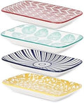 Selamica Ceramic Rectangular Salad Plates Set of 4, Small Serving Plates for Appetizers, Sushi, Fruit, Assorted Colors by Selamica