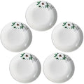 5 Pack Ceramic Plates with Lotus Pattern, 7.12 inch Large Dessert Salad Porcelain Dinner Plates, Ceramic Dessert Dishes for Steak, Pasta, Pizza, Appetizer ( Dishwasher & Microwave Safe Dinnerware) by Decohomeforu
