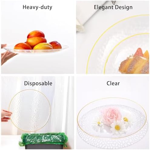 150 Pcs Clear Plastic Dinnerware Set, Disposable Plates for 25 Guests - Image 4