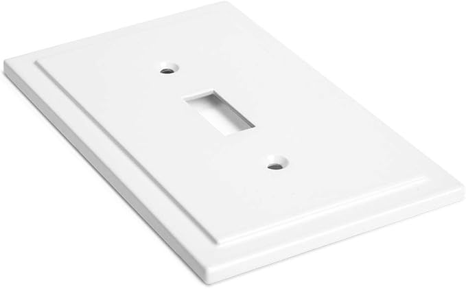 Henne Bery Modern Edge Decorative Wall Plate Switch Plate Outlet Cover, Durable Solid Zinc Alloy (Single Toggle 2PK, White)