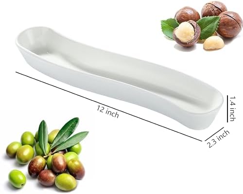 2 Pack Olive Trays, 12 inch Ceramic Olive Dish for Appetizers Crackers Nut and Snacks, Unique Styling and Elegant Design for Charcuterie in Entertaining Party and Daily Use, Dishwasher Safe - Image 2