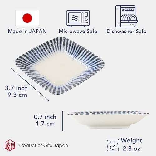 Japanese Sushi Plate Set for 2, Rectangular Plates with Soy Sauce Dishes - Image 4