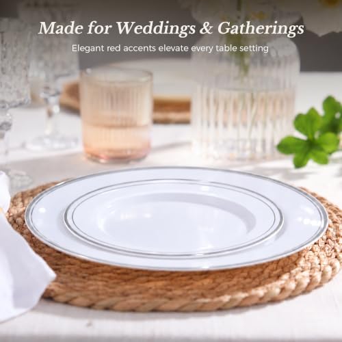BESTVIP 400PCS Silver Plastic Plates,Heavy Duty Disposable Silver Plates - Image 2