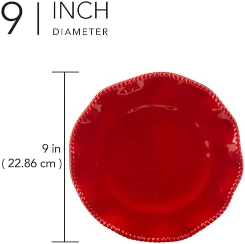 Certified International Perlette Red 9" Melamine Salad/Dessert Plates, Set of 4 - Image 3