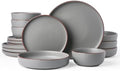Famiware Mercury 16-Piece Dinnerware Set with Pasta Bowls, Dark Grey by Famiware