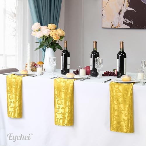 12 Pack Gold Damask Satin Napkins 17 x 17 Inch - Image 5