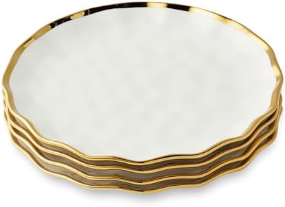 Regency Gold 9-Inch Porcelain Salad Plates – Set of 4 Luxurious Gold-Edged Plates – Stylish, Durable Tableware for Serving Fresh Salads, Appetizers & Desserts - Image 2