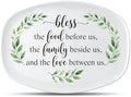 R HORSE Bless Melamine Platter Gift, Reusable White Oval Serving Dishes by RHORSE