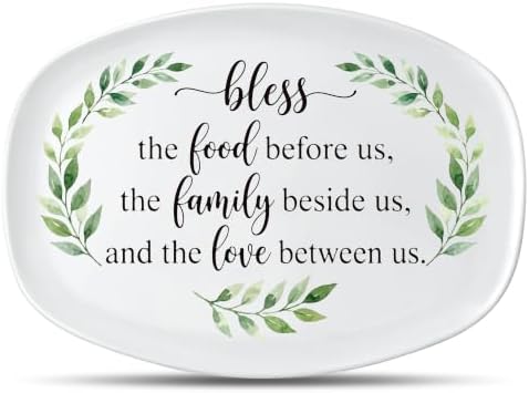 R HORSE Bless Melamine Platter Gift, Reusable White Oval Serving Dishes by RHORSE