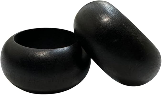 Handmade Wooden Napkin Ring Made by Artisan Beautifully Crafted and Designed in India Black Set of 12 (BH)