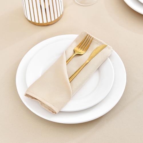 Wolkemer Set of 4 Beige Cloth Napkins 17x17 Inches Washable Dinner Napkins - Image 3