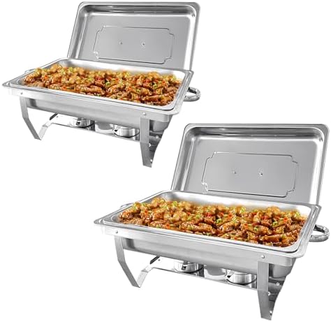 2 Pack 8QT Chafing Dish Buffet Set Stainless Steel Food Warmer by PRIJESSE