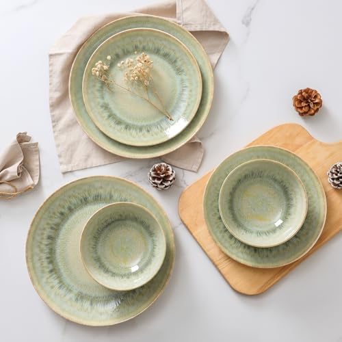 DOMICREVERY Ceramic Dinnerware Sets for 6, 24 Pcs Plates and Bowls Sets - Image 4