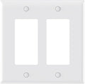 AIDA 2-Gang Decorative Wall Plates, 4.88" H x 4.94" L - Unbreakable Thermoplastic Faceplate Cover for Outlets and Switches, UL Listed - (1 Pack, Glossy White)