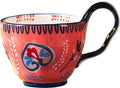 25oz Ceramic Soup Bowl with Handle – Handcrafted Floral Pottery Cereal & Ramen Bowl – Large Microwave & Dishwasher Safe Decorative Bowl for Everyday Use or Gift (Coral Heartbeat, 20oz)
