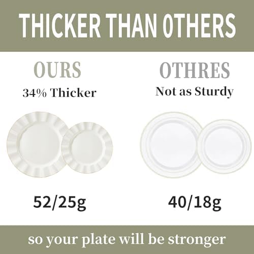 125PCS Ivory Plastic Plates Set, Wavy Plates for Wedding - Image 4