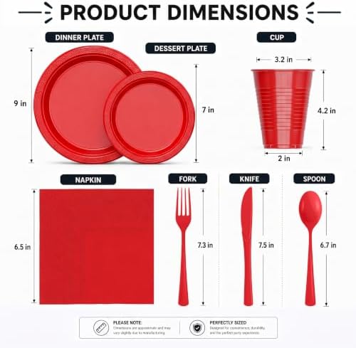Exquisite 350 Pcs Red Plates and Napkins Party Supplies Plate Sets - Image 3