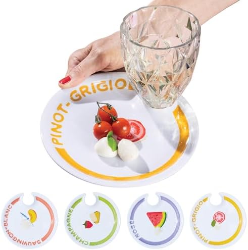 Sophistiplate Melamine Appetizer Plates with Wine Glass Holder by Meg Quinn – Charcuterie Accessories, Wine & Cheese Gifts for Entertaining by Sophistiplate
