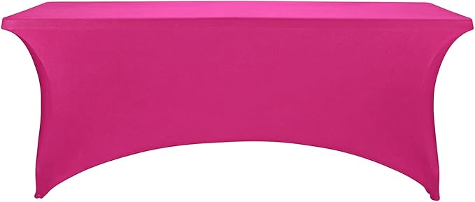 LZY Spandex Table Covers 6 Feet, Stretch/Fitted Table Covers for 6 Feet Folding Table, Rectangular Spandex Table Cloths for Wedding Party or Event (6FT-2PCS, Fuchsia)