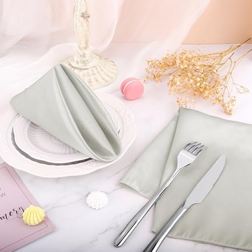 Aneco 16 Pack Square Satin Napkin Bright Silk Table Napkin Soft Smooth Fabric Table Napkin for Wedding Banquet Party Decoration, Grey, 20 x 20 Inch - Image 6