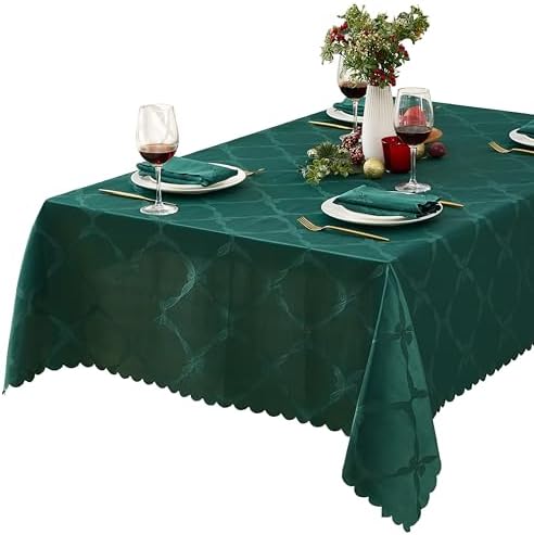 Newbridge Christmas Ribbons and Bows Evergreen 52 x 52 Square Tablecloth by HomeBargainsPlus