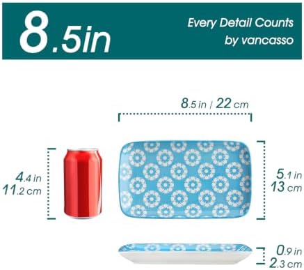 vancasso Selene Rectangular Salad Plates 8.5"x5.1"Inch, Set of 6 - Image 3