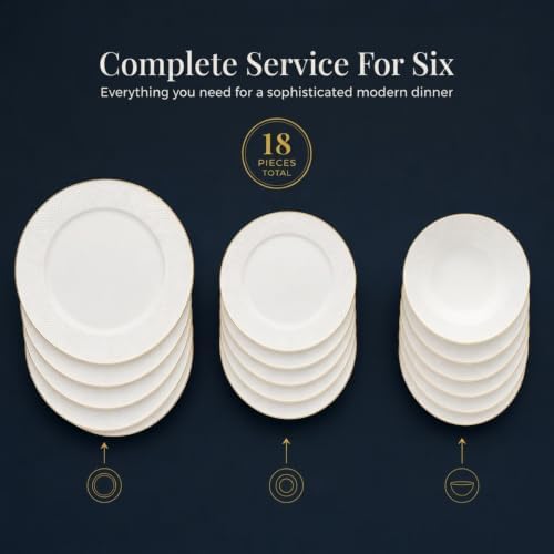 Godinger Dinnerware Set, Gold Rimmed 18-Piece Set - Service for 6 - Image 3