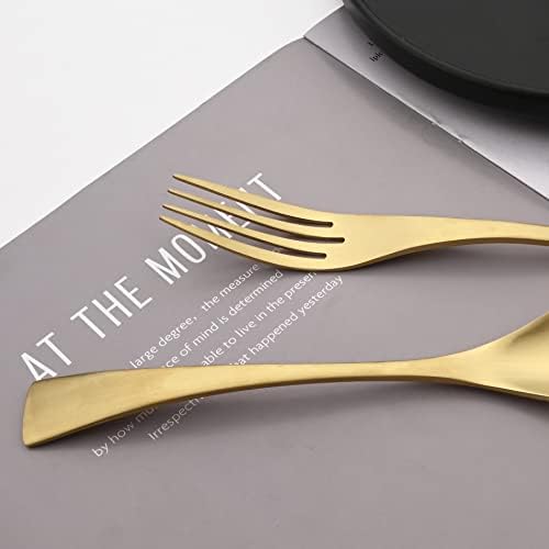 Luxury 18/10 Stainless Steel Matte Champagne gold Cutlery Flatware Set - Utensil Set Steak Spoons and Forks Knife Silverware Set,Service for 4 (24-Piece) - Image 4