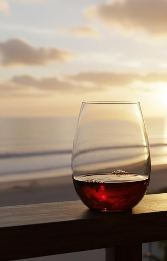 Improved Design of Our 2017 New York Times Best Stemless Glass – Set of 6 European-Made Stemless Wine Glasses, Reinforced Base for Added Stability & Premium Feel, Dishwasher-Safe, Lead-Free, 17 oz.