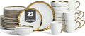 Stone Lain Florian Modern Porcelain Dish Set, 32-Piece Dishes for 8, White by Unknown