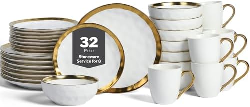 Stone Lain Florian Modern Porcelain Dish Set, 32-Piece Dishes for 8, White by Unknown