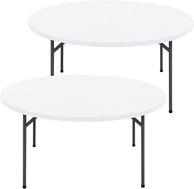 Round Spandex Tablecloth 2 Pack, Elastic Fitted Waterproof Tablecloths for 18"-24" Tables, Stretch Washable Picnic Table Cover for Camping, Dining, Indoor and Outdoor, White