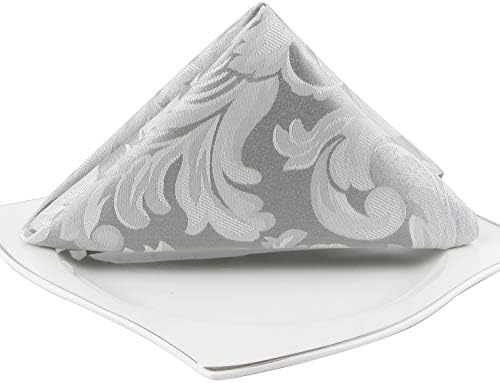 EHouseHome Damask Jacquard Cloth Napkins Waterproof Spillproof Polyester Fabric Napkins Silver Grey, Set of 12, 17 x 17 Inch (Pack of 2) - Image 7