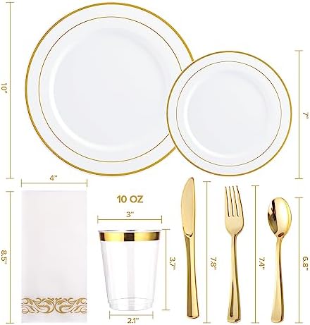 FOCUSLINE 175 Pieces Gold Dinnerware Set for 25 Guests - Image 2