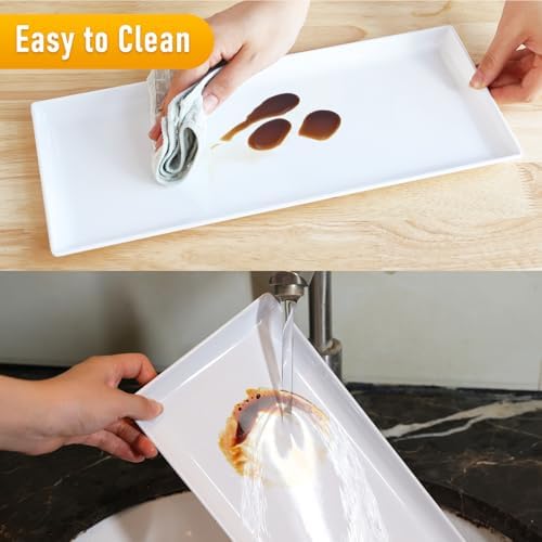 Moretoes 5pcs Melamine White Serving Trays 14.5x6in Rectangular for Party - Image 4
