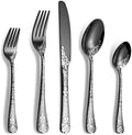 40 Piece Black Silverware Set, Stainless Steel Flatware Cutlery Set Service for 8, Mirror Polished Tableware Eating Utensils Set for Home Kitchen, Include Knife Fork Spoon Set, Dishwasher Safe by Remoxye