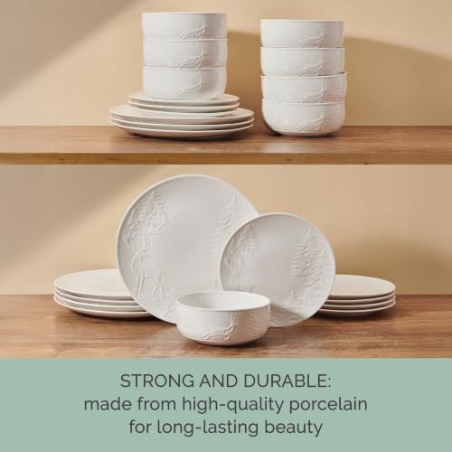 Pfaltzgraff Trailside Lodge 24 Piece White Dinnerware Set, Plates, Bowls - Image 5