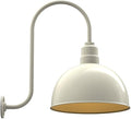 Steel Lighting Co. Hollywood Bowl Light | Outdoor Wall Mounted | 15 inch Bowl Dome | Upward Sloping Gooseneck | Barn Light Made in America | Cream Exterior/Brass Interior