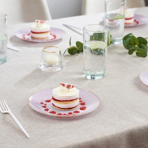 PLASTICPRO 32 Pack Elegant Disposable Plastic Plates Combo Set Includes 16 Dinner Plates and 16 Salad Plates Heavy Duty Fancy Party Plates Purple Granite Plates with Gold rim - Image 2