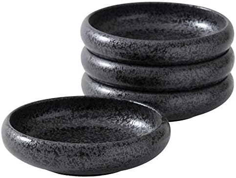 Uaral Japanese Plates Serving Dishes,Salad Bowl Set,Dessert Plate,Appetizer Plate Set of 4,5.5 inch(Black Speckled) by Uaral