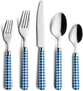 ANNOVA Silverware Set Stainless Steel Colorful Tableware Kitchen Flatware Set Utensils, Includes Dinner Knives, Forks, Spoons, Salad Forks & Dessert Spoons (Dark Blue/Checkered, 20 Pieces) by LivingNecessities