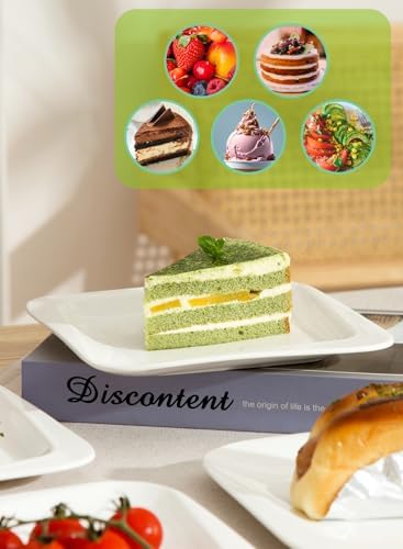 7.3 Inch Square Porcelain Dessert Plates, 10 Pieces, White - Image 7
