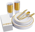 FOCUSLINE 175 Pieces Gold Dinnerware Set for 25 Guests by FOCUSLINE