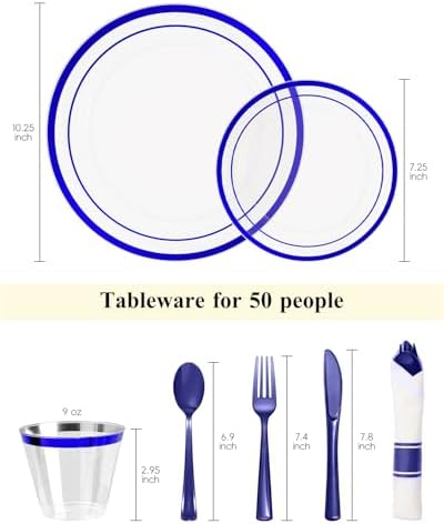 Goodluck 350 Pcs Disposable Clear Blue Plates and Napkins Party Supplies - Image 4