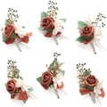 Floroom Set of 6 Burnt Orange Terracotta Foam Rose Boutonnieres with Pins for Men Wedding for Groom Groomsmen Wedding Ceremonies Anniversaries Formal Dinners Parties Proms by Floroom