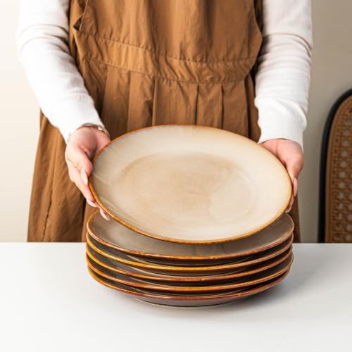 Dinner Plates Set of 6, 10 Inch Ceramic Plates – Porcelain Dinner Plates for Kitchen, Serving & Everyday Use, Microwave & Dishwasher Safe, 25.4Cm（Beige ） - Image 7