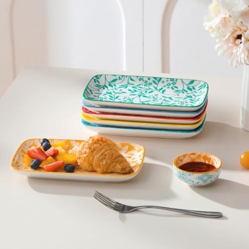 vancasso Selene Rectangular Salad Plates 8.5"x5.1"Inch, Set of 6 - Image 7