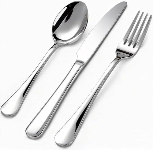 12 Piece Silverware Set for 4, Stainless Steel Heavy Forks Spoons and Knives Set, Mirror Finish Flatware Dishwasher Safe for Family Picnics Daily Gatherings by Unknown