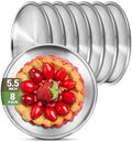 Stainless Steel Plates, 8 Pack 5.5 inch 304(18/8) Metal Food Serving Plate Set, Reusable Snack Eating Dishes Round Shatterproof Plate Silver Dinnerware for BBQ Dinner Oven Dishwasher Safe by Offiper